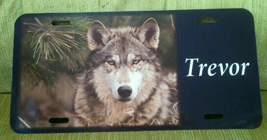 Wolf License Tag made with sublimation printing